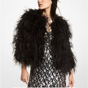 100% Black Ostrich Feather Michael Kors Jacket